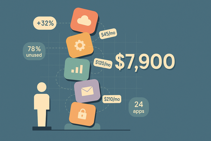 SMBs spend $7,900 per employee on SaaS in 2026, with a third wasted. Here's how to audit, unbundle, and stop paying for tools nobody opens.